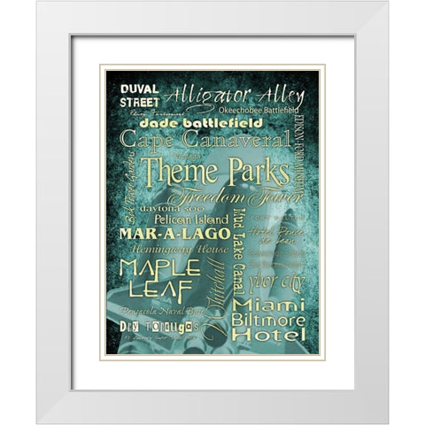 FL LandmarksTeal White Modern Wood Framed Art Print with Double Matting by Stimson, Diane