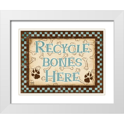 Recycle Bones Blue White Modern Wood Framed Art Print with Double Matting by Stimson, Diane