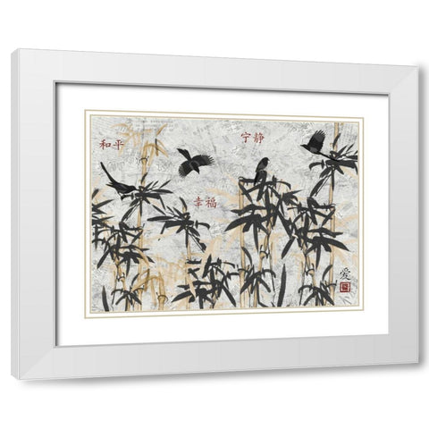 Bamboo Jungle White Modern Wood Framed Art Print with Double Matting by Stimson, Diane
