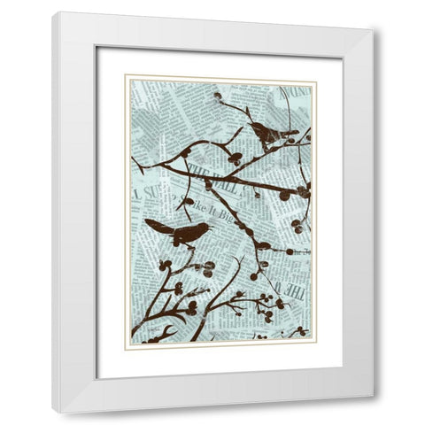 Bird Branches A White Modern Wood Framed Art Print with Double Matting by Stimson, Diane
