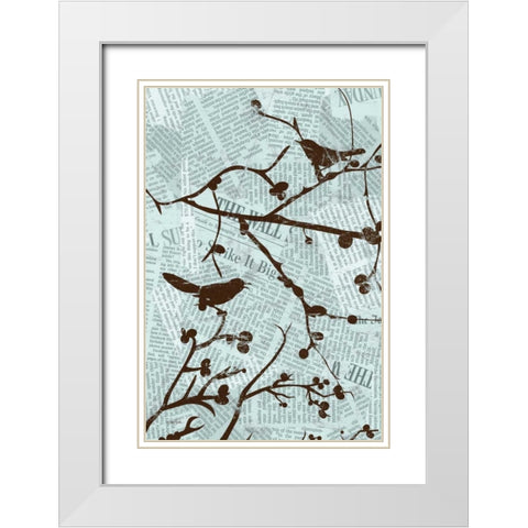 Bird Branches A White Modern Wood Framed Art Print with Double Matting by Stimson, Diane