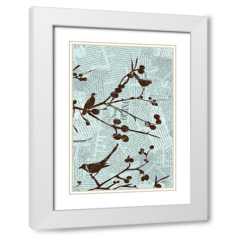 Bird Branches B White Modern Wood Framed Art Print with Double Matting by Stimson, Diane