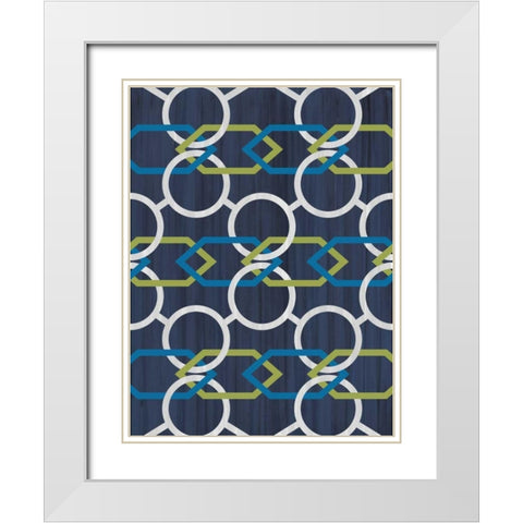 Linked In Hex White Modern Wood Framed Art Print with Double Matting by Stimson, Diane