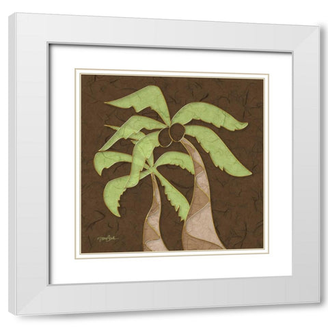 Palm White Modern Wood Framed Art Print with Double Matting by Stimson, Diane