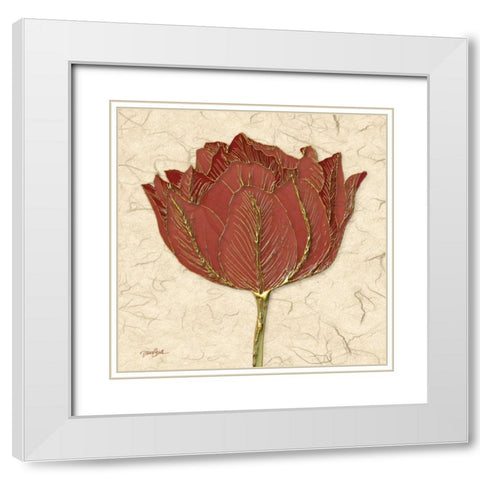 Red Tulip White Modern Wood Framed Art Print with Double Matting by Stimson, Diane