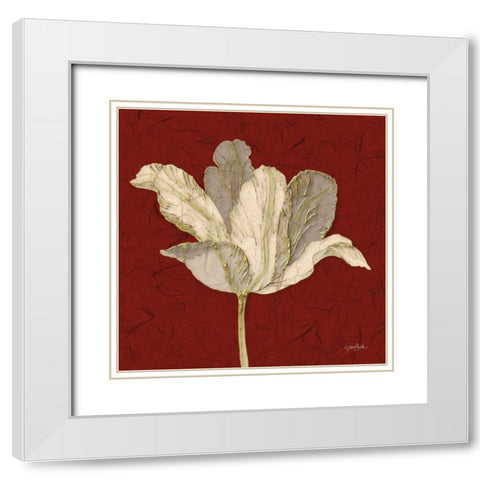 Red Behind Tulip White Modern Wood Framed Art Print with Double Matting by Stimson, Diane