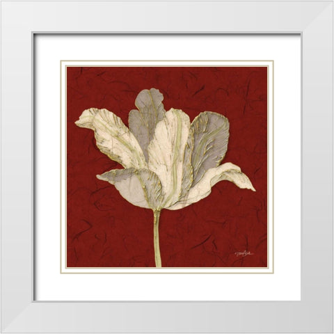 Red Behind Tulip White Modern Wood Framed Art Print with Double Matting by Stimson, Diane