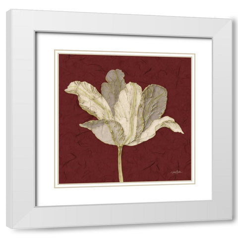 Chianti Behind Tulip White Modern Wood Framed Art Print with Double Matting by Stimson, Diane