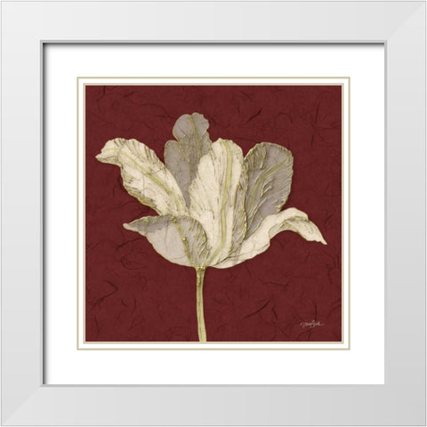 Chianti Behind Tulip White Modern Wood Framed Art Print with Double Matting by Stimson, Diane