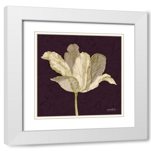 Purple Behind Tulip White Modern Wood Framed Art Print with Double Matting by Stimson, Diane