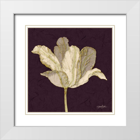 Purple Behind Tulip White Modern Wood Framed Art Print with Double Matting by Stimson, Diane