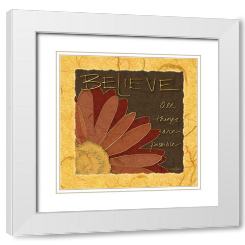 Gerbera Believe Ylw White Modern Wood Framed Art Print with Double Matting by Stimson, Diane