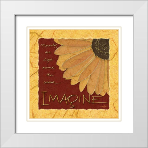 Gerbera Imagine Ylw White Modern Wood Framed Art Print with Double Matting by Stimson, Diane