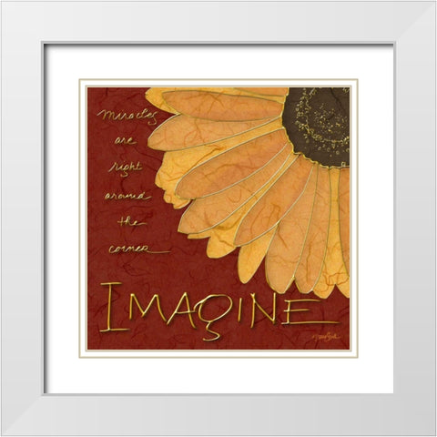 Gerbera Imagine White Modern Wood Framed Art Print with Double Matting by Stimson, Diane