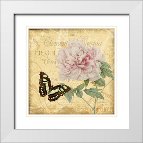 Friend Peony White Modern Wood Framed Art Print with Double Matting by Stimson, Diane