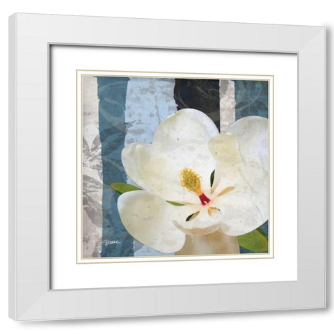 Magnolia Blues White Modern Wood Framed Art Print with Double Matting by Stimson, Diane