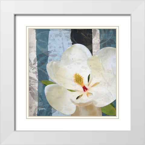 Magnolia Blues White Modern Wood Framed Art Print with Double Matting by Stimson, Diane