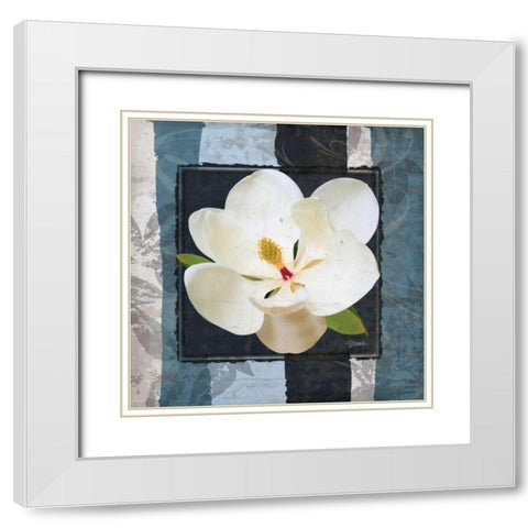 Magnolia Blues White Modern Wood Framed Art Print with Double Matting by Stimson, Diane
