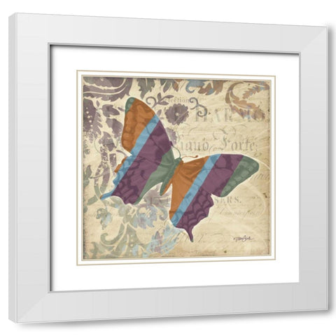 Bfly Harmony 1 White Modern Wood Framed Art Print with Double Matting by Stimson, Diane