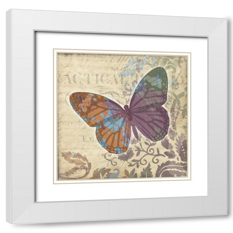 Bfly Harmony 2 White Modern Wood Framed Art Print with Double Matting by Stimson, Diane