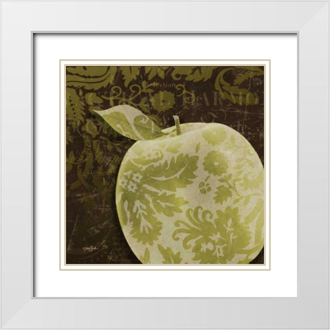 Apple Damask White Modern Wood Framed Art Print with Double Matting by Stimson, Diane