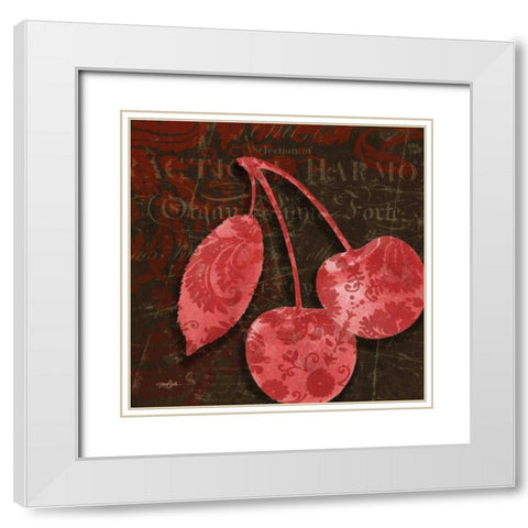 Cherry Damask Red White Modern Wood Framed Art Print with Double Matting by Stimson, Diane