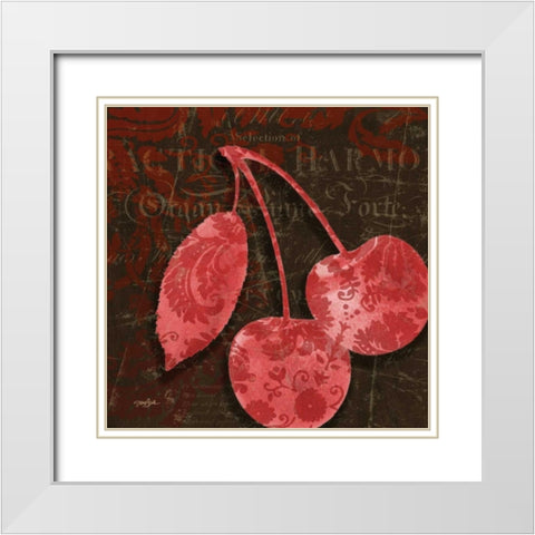 Cherry Damask Red White Modern Wood Framed Art Print with Double Matting by Stimson, Diane