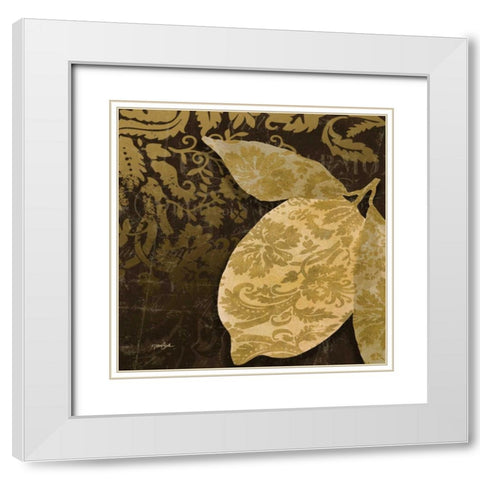 Lemon Damask White Modern Wood Framed Art Print with Double Matting by Stimson, Diane