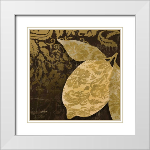 Lemon Damask White Modern Wood Framed Art Print with Double Matting by Stimson, Diane