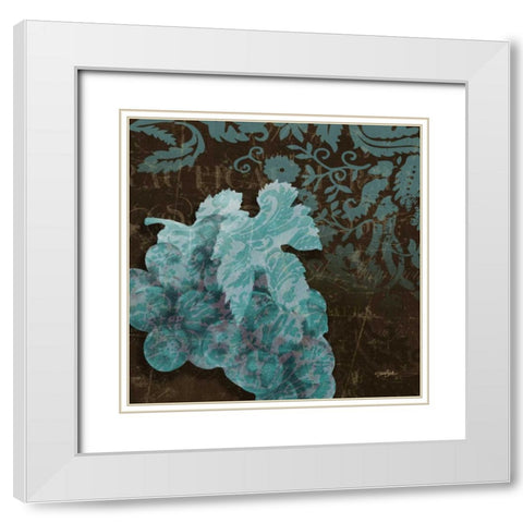 Grape Damask White Modern Wood Framed Art Print with Double Matting by Stimson, Diane