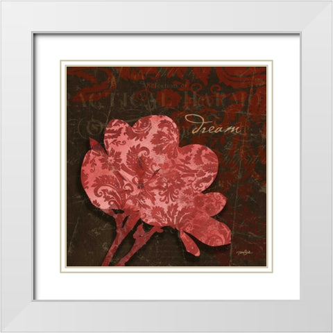 Magnolia Damask 1 White Modern Wood Framed Art Print with Double Matting by Stimson, Diane