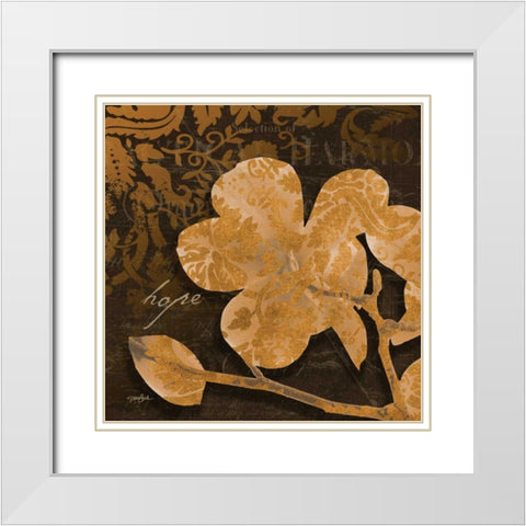 Magnolia Damask 2 White Modern Wood Framed Art Print with Double Matting by Stimson, Diane