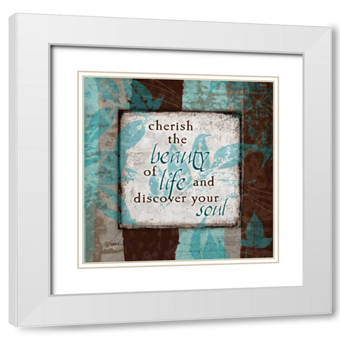 Aqua Soul White Modern Wood Framed Art Print with Double Matting by Stimson, Diane