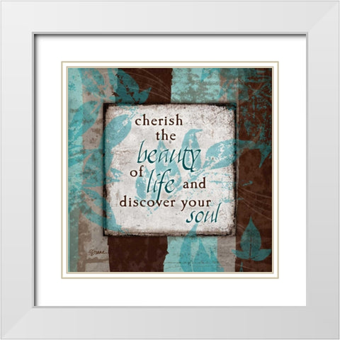 Aqua Soul White Modern Wood Framed Art Print with Double Matting by Stimson, Diane