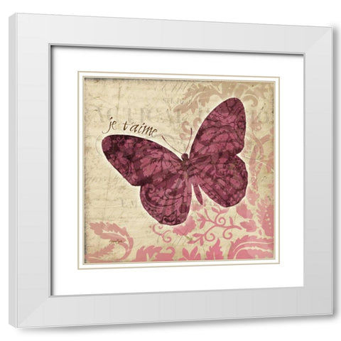 JeTaime Bfly White Modern Wood Framed Art Print with Double Matting by Stimson, Diane