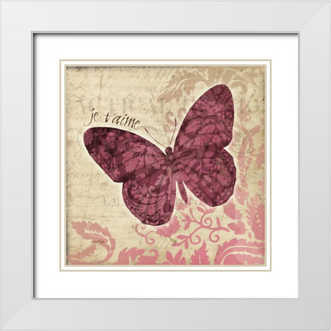 JeTaime Bfly White Modern Wood Framed Art Print with Double Matting by Stimson, Diane