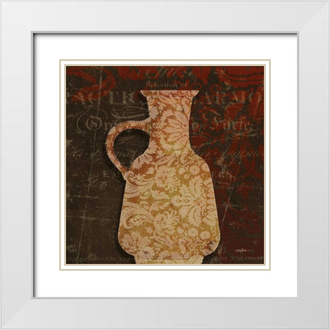 Urn Damask 1 White Modern Wood Framed Art Print with Double Matting by Stimson, Diane