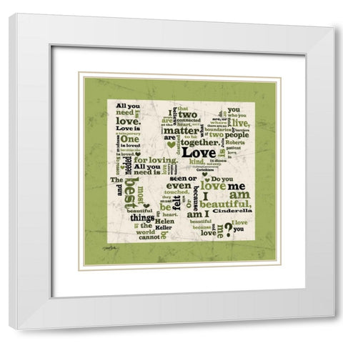 Love Green White Modern Wood Framed Art Print with Double Matting by Stimson, Diane