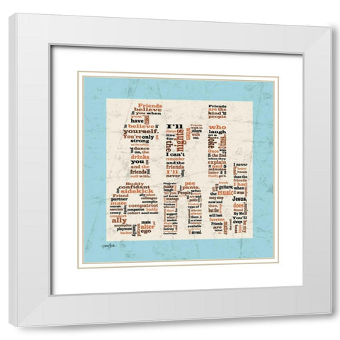 Friend Blue White Modern Wood Framed Art Print with Double Matting by Stimson, Diane