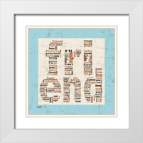 Friend Blue White Modern Wood Framed Art Print with Double Matting by Stimson, Diane