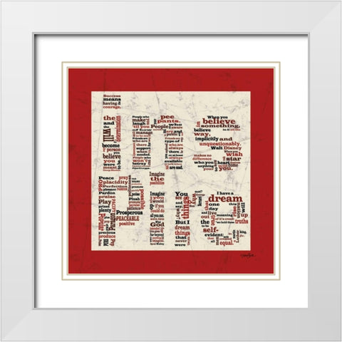 Inspire Red White Modern Wood Framed Art Print with Double Matting by Stimson, Diane