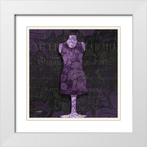 Dress Form Damask White Modern Wood Framed Art Print with Double Matting by Stimson, Diane