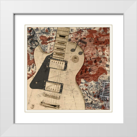 Guitar Rock 1 White Modern Wood Framed Art Print with Double Matting by Stimson, Diane