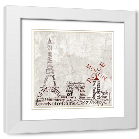 Paris Skyline White Modern Wood Framed Art Print with Double Matting by Stimson, Diane