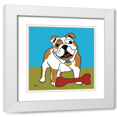 Bulldog 1 White Modern Wood Framed Art Print with Double Matting by Stimson, Diane