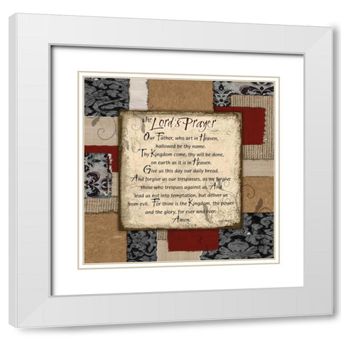 Patchwork Lords Prayer White Modern Wood Framed Art Print with Double Matting by Stimson, Diane