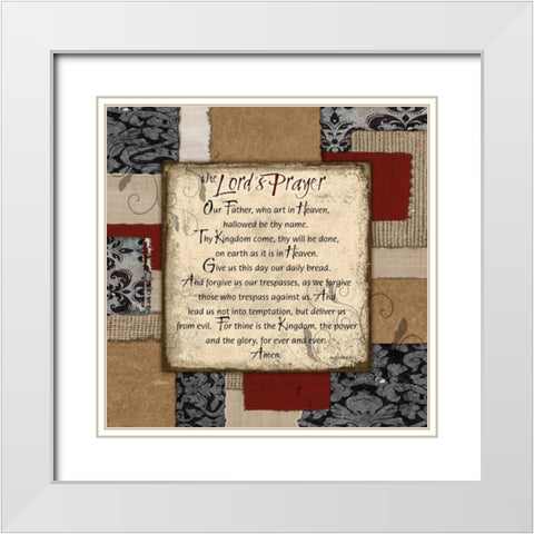 Patchwork Lords Prayer White Modern Wood Framed Art Print with Double Matting by Stimson, Diane