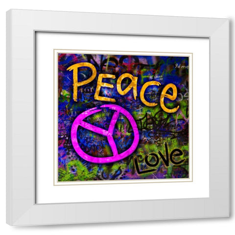 Graffiti Peace White Modern Wood Framed Art Print with Double Matting by Stimson, Diane