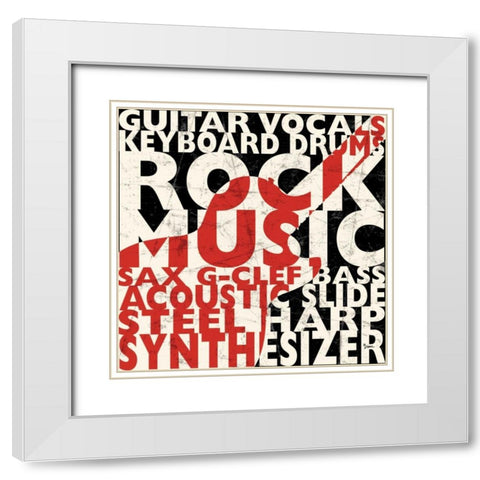 Rock Music 1 White Modern Wood Framed Art Print with Double Matting by Stimson, Diane