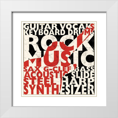 Rock Music 1 White Modern Wood Framed Art Print with Double Matting by Stimson, Diane